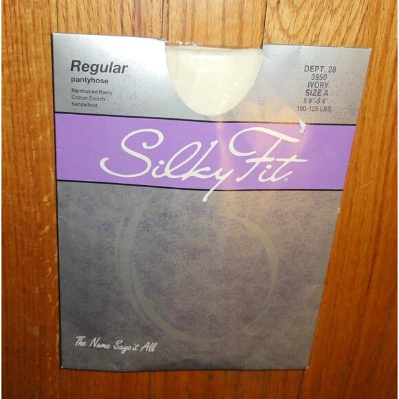 Vintage Silky Fit Ivory Nylon Pantyhose size A sissy tights retro pinup - Picture 2 of 7